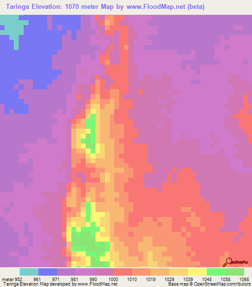 Taringa,Sudan Elevation Map