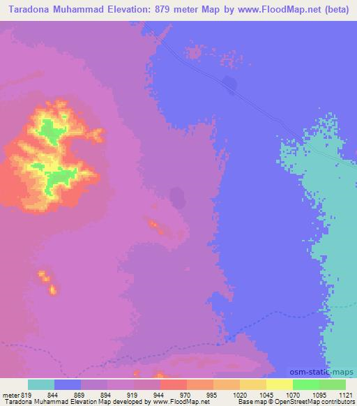 Taradona Muhammad,Sudan Elevation Map