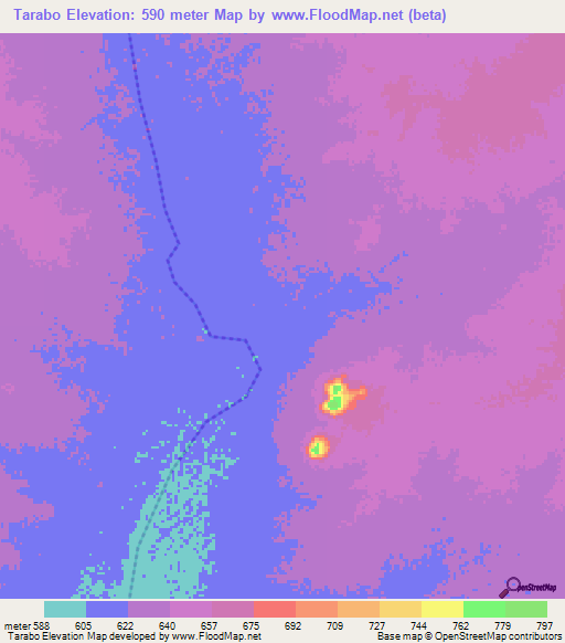 Tarabo,Sudan Elevation Map