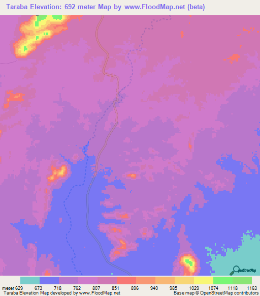 Taraba,Sudan Elevation Map