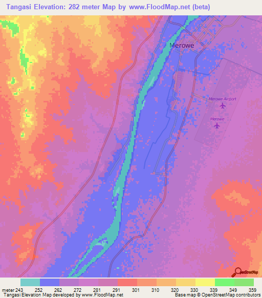 Tangasi,Sudan Elevation Map
