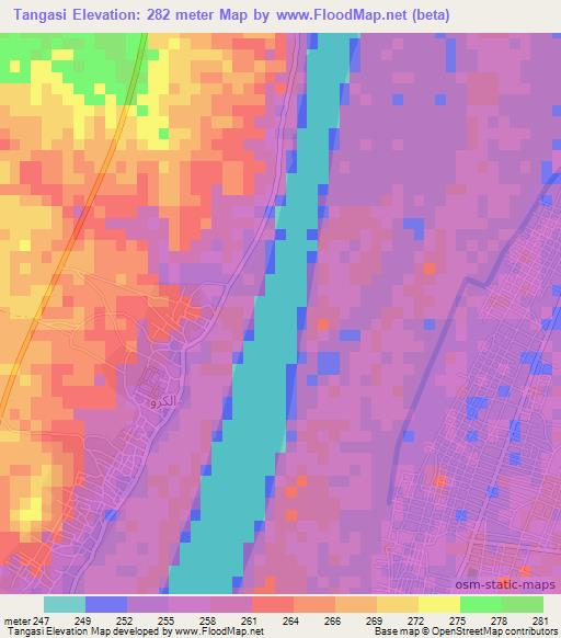 Tangasi,Sudan Elevation Map