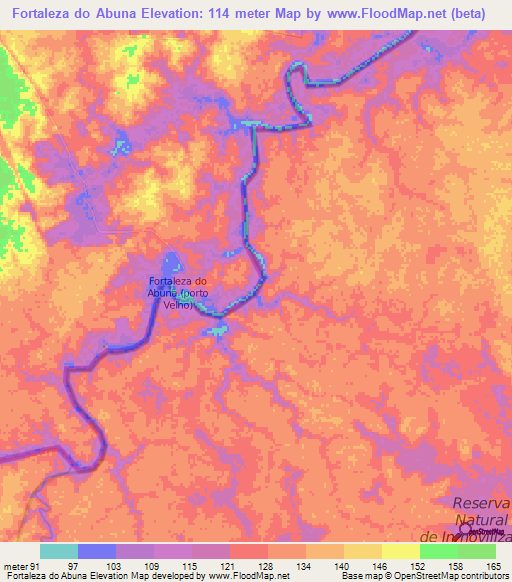Fortaleza do Abuna,Brazil Elevation Map