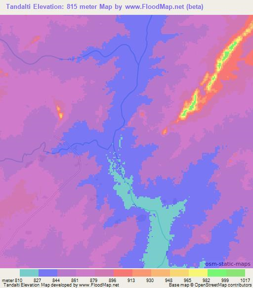 Tandalti,Sudan Elevation Map