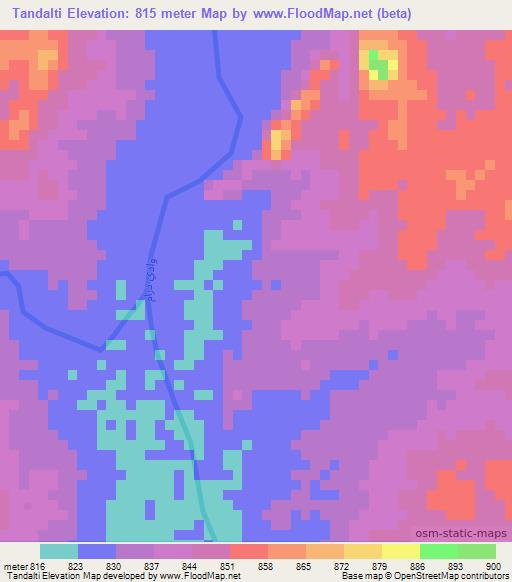 Tandalti,Sudan Elevation Map
