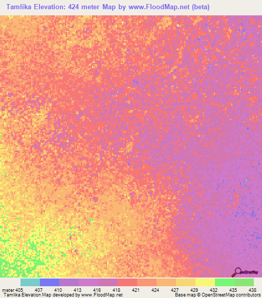 Tamlika,Sudan Elevation Map