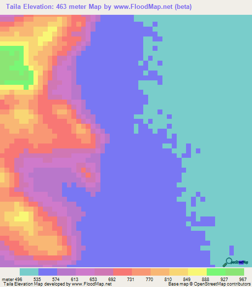 Taila,Sudan Elevation Map