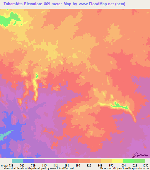 Tahamidta,Sudan Elevation Map