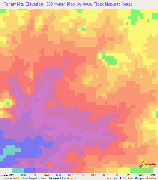 Tahamidta,Sudan Elevation Map