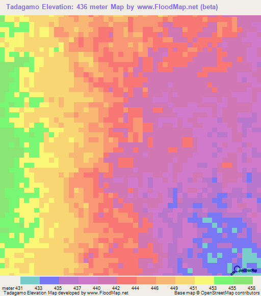 Tadagamo,Sudan Elevation Map