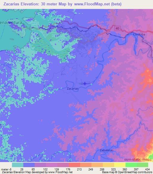 Zacarias,Colombia Elevation Map