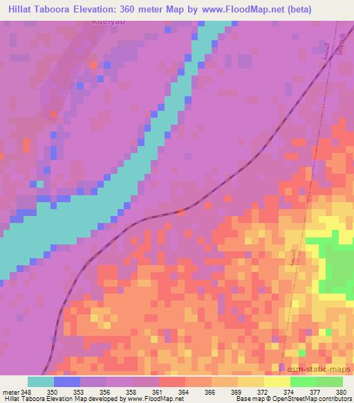 Hillat Taboora,Sudan Elevation Map