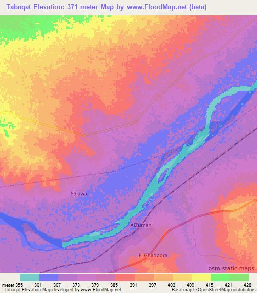 Tabaqat,Sudan Elevation Map
