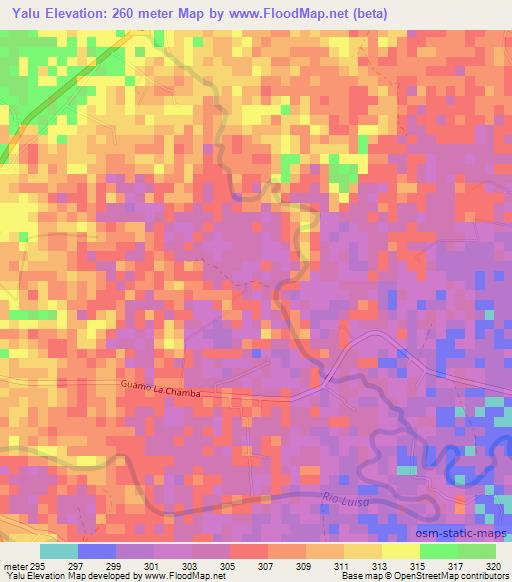 Yalu,Colombia Elevation Map