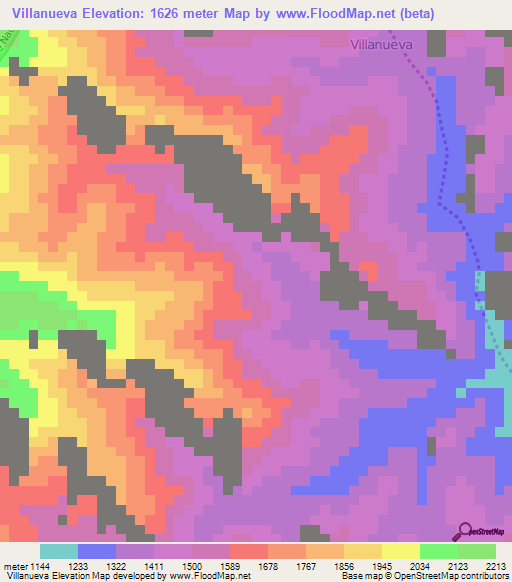 Villanueva,Colombia Elevation Map