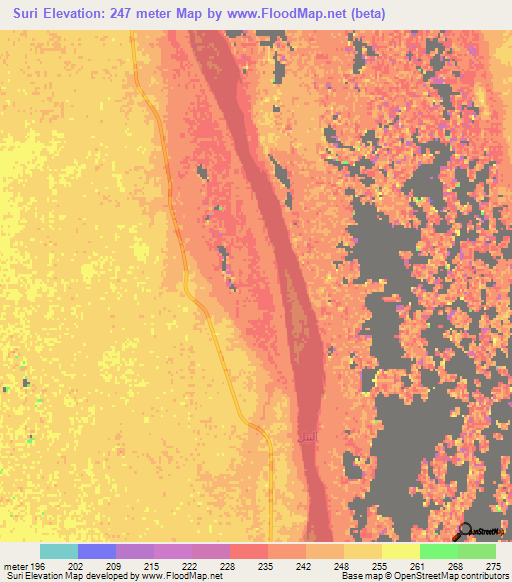 Suri,Sudan Elevation Map