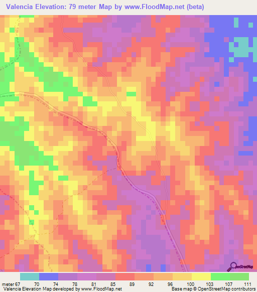 Valencia,Colombia Elevation Map
