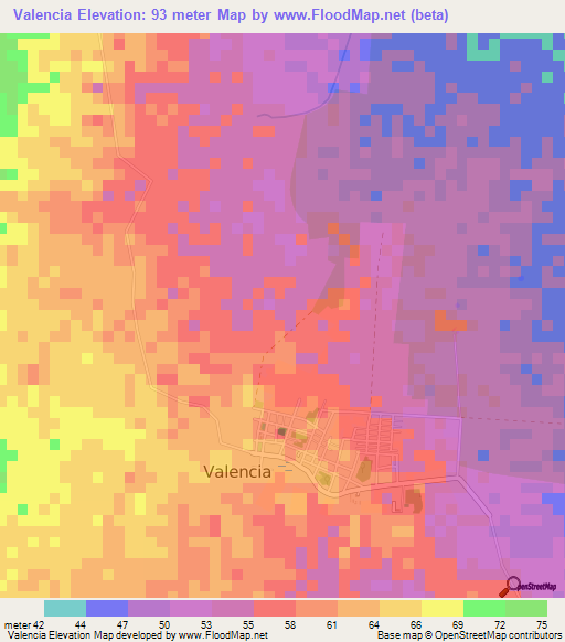 Valencia,Colombia Elevation Map