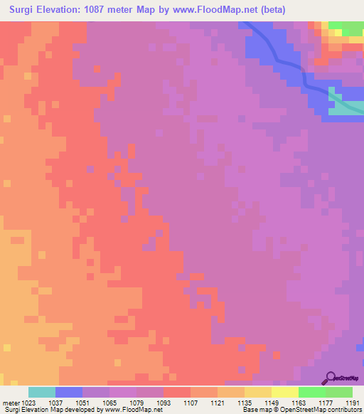 Surgi,Sudan Elevation Map