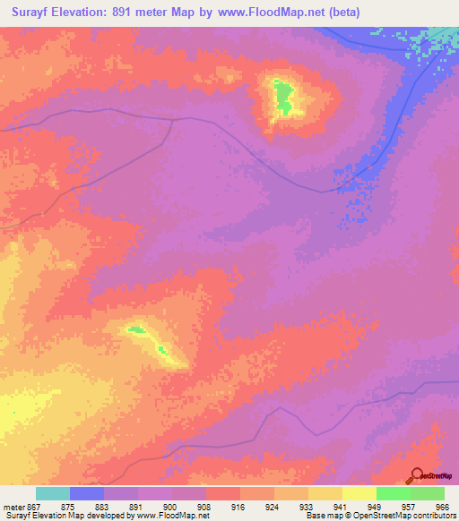 Surayf,Sudan Elevation Map