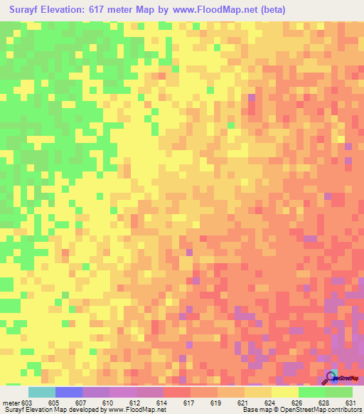 Surayf,Sudan Elevation Map