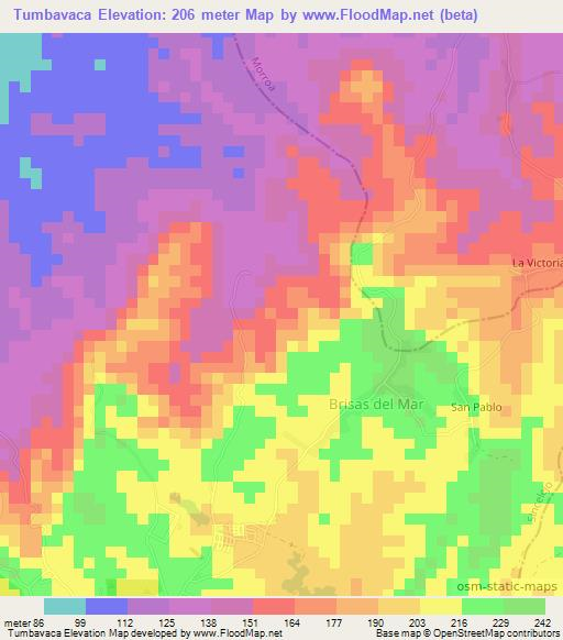 Tumbavaca,Colombia Elevation Map