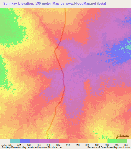 Sunjikay,Sudan Elevation Map