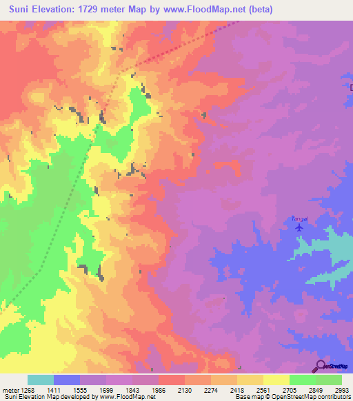 Suni,Sudan Elevation Map