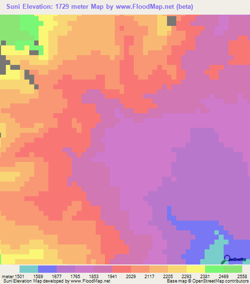 Suni,Sudan Elevation Map