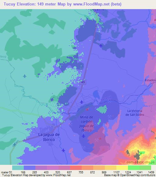 Tucuy,Colombia Elevation Map