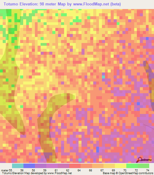 Totumo,Colombia Elevation Map