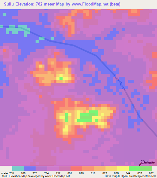 Sullu,Sudan Elevation Map
