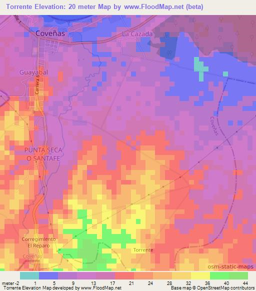 Torrente,Colombia Elevation Map