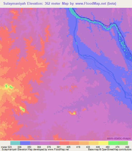 Sulaymaniyah,Sudan Elevation Map