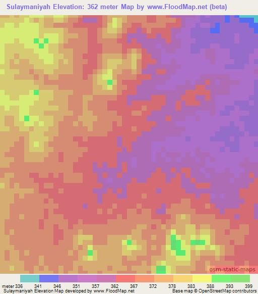 Sulaymaniyah,Sudan Elevation Map