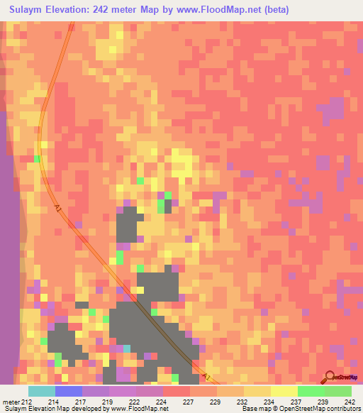 Sulaym,Sudan Elevation Map