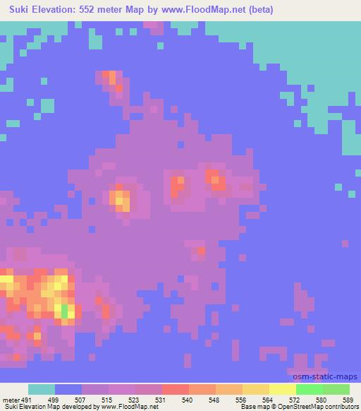 Suki,Sudan Elevation Map