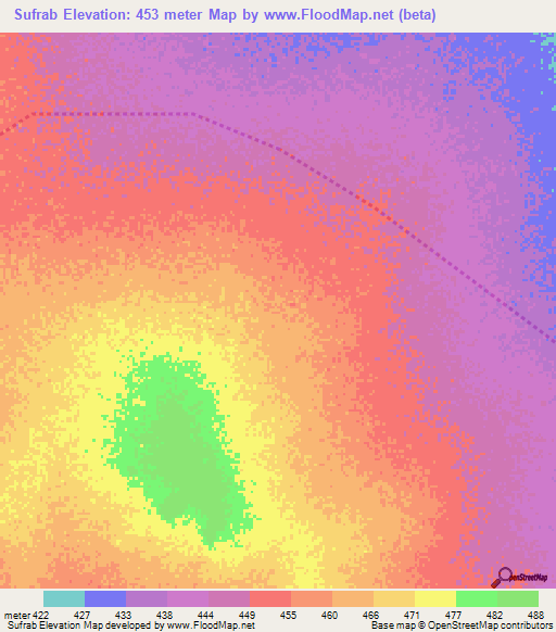 Sufrab,Sudan Elevation Map
