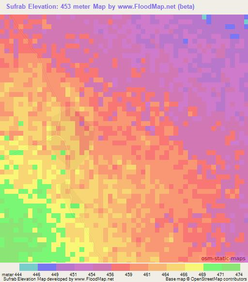 Sufrab,Sudan Elevation Map