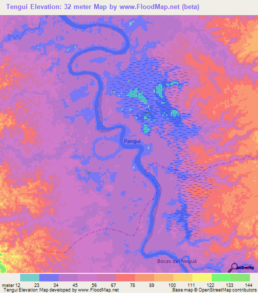 Tengui,Colombia Elevation Map