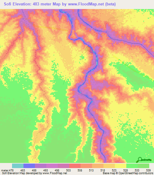Sofi,Sudan Elevation Map