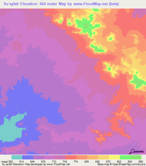 Su`ayfah,Sudan Elevation Map