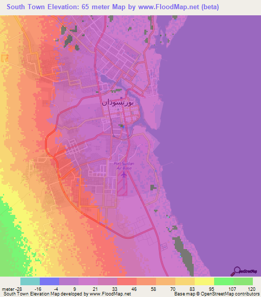 South Town,Sudan Elevation Map