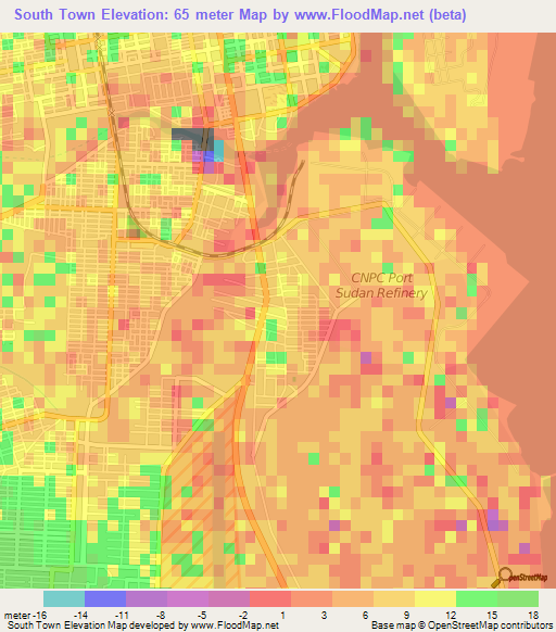 South Town,Sudan Elevation Map