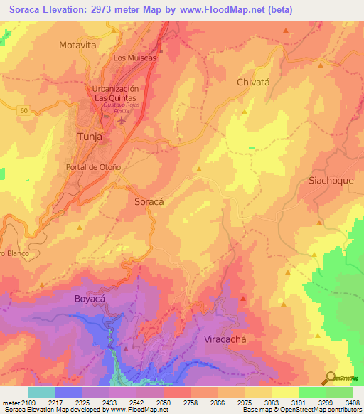 Soraca,Colombia Elevation Map