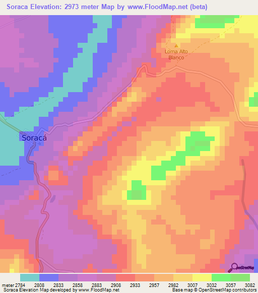 Soraca,Colombia Elevation Map
