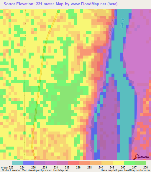 Sortot,Sudan Elevation Map