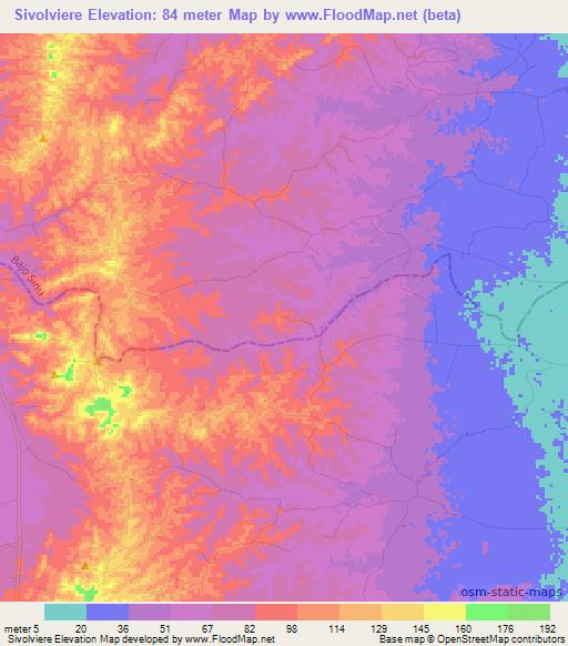 Sivolviere,Colombia Elevation Map