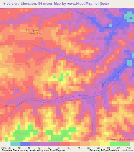 Sivolviere,Colombia Elevation Map