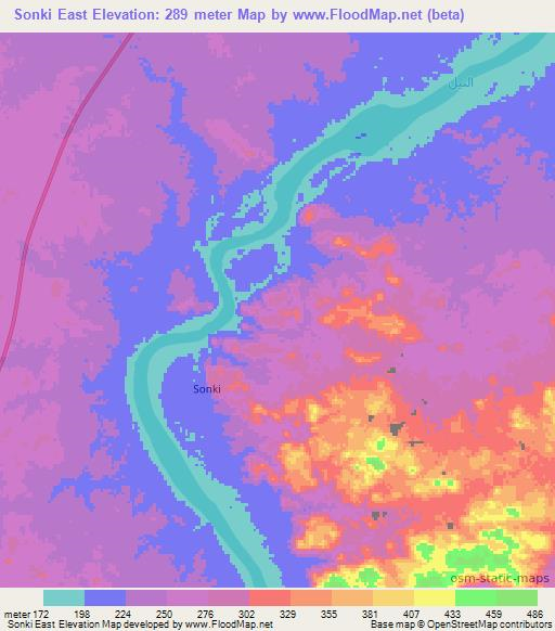 Sonki East,Sudan Elevation Map